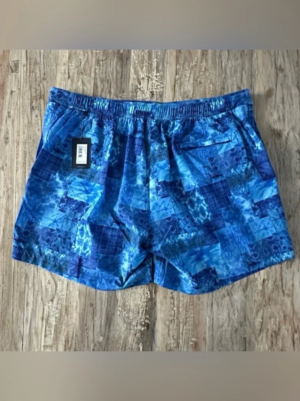 Peter Millar Crown Crafted Shibori Patchwork Swim Trunk Blue XL NWT Retail $110